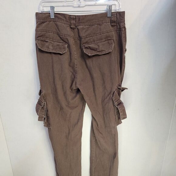 Mens Urban Outfitters Standard Cloth Cargo Pants Sz Medium Brown Flare Y2K R331 - Picture 4 of 12